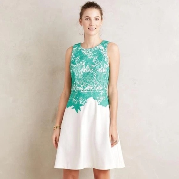 NWT Moulinette Soeures Women’s Arbor Dress in Green and Cream size 12